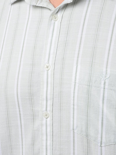 Green Vertical Stripes 100% Cotton Shirt-Men Shirts-Crimsoune Club
