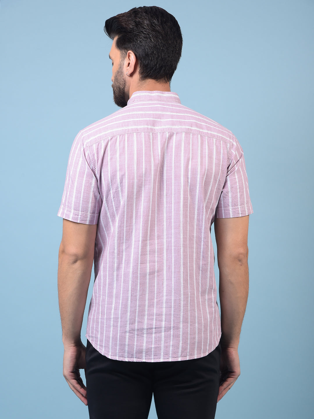 Men's Purple Vertical Stripes 100% Cotton Kurta-Men Kurtas-Crimsoune Club