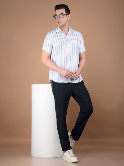 White Vertical Stripes Shirt-Men Shirts-Crimsoune Club