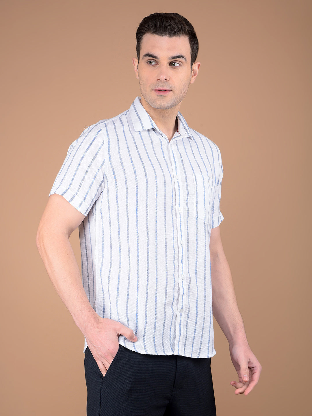 White Vertical Stripes Shirt-Men Shirts-Crimsoune Club
