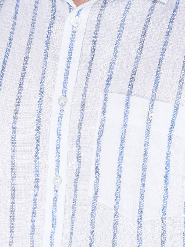 White Vertical Stripes Shirt-Men Shirts-Crimsoune Club