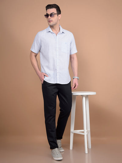 Blue Horizontal Stripes Linen Shirt-Men Shirts-Crimsoune Club