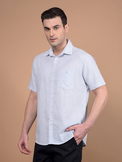 Blue Horizontal Stripes Linen Shirt-Men Shirts-Crimsoune Club