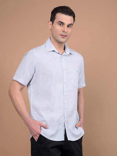 Blue Horizontal Stripes Linen Shirt-Men Shirts-Crimsoune Club