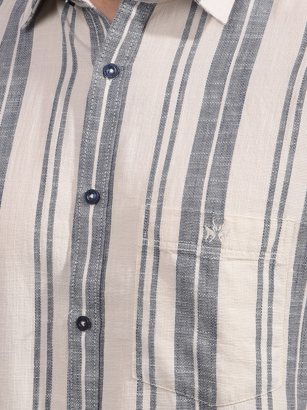 Blue Vertical Stripes 100% Cotton Shirt-Men Shirts-Crimsoune Club
