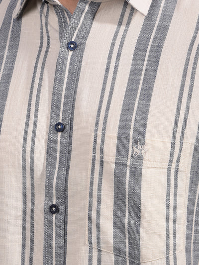 Blue Vertical Stripes 100% Cotton Shirt-Men Shirts-Crimsoune Club