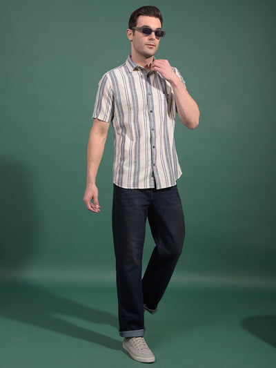 Blue Vertical Stripes 100% Cotton Shirt-Men Shirts-Crimsoune Club