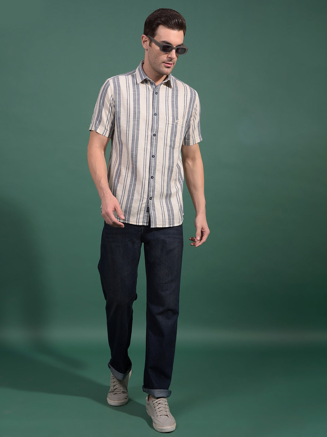 Blue Vertical Stripes 100% Cotton Shirt-Men Shirts-Crimsoune Club