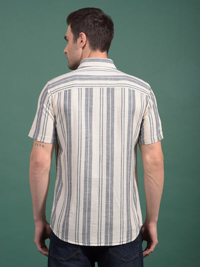 Blue Vertical Stripes 100% Cotton Shirt-Men Shirts-Crimsoune Club