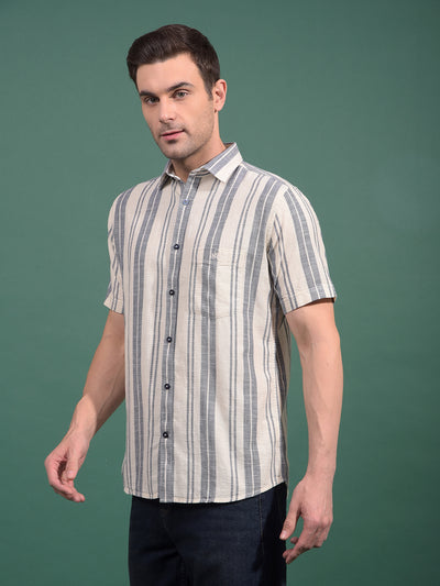 Blue Vertical Stripes 100% Cotton Shirt-Men Shirts-Crimsoune Club