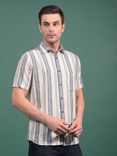 Blue Vertical Stripes 100% Cotton Shirt-Men Shirts-Crimsoune Club