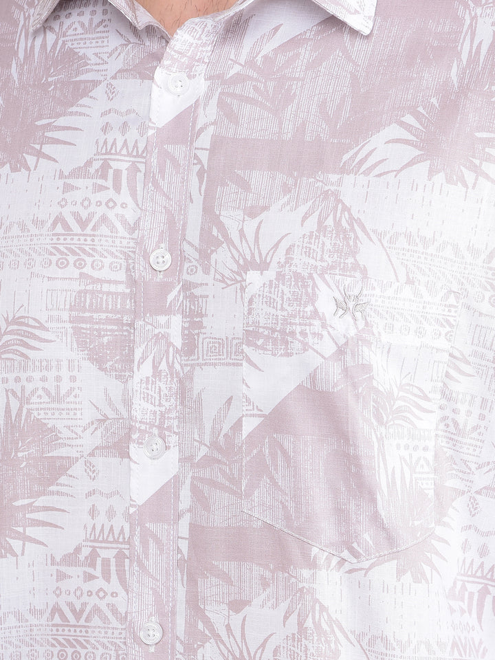Pink Floral Print 100% Cotton Shirt-Men Shirts-Crimsoune Club