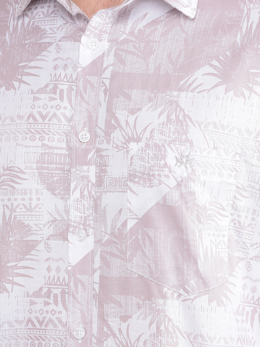 Pink Floral Print 100% Cotton Shirt-Men Shirts-Crimsoune Club