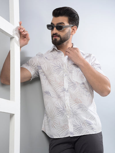 Grey Floral Print 100% Cotton Shirt-Men Shirts-Crimsoune Club