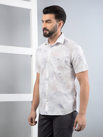 Grey Floral Print 100% Cotton Shirt-Men Shirts-Crimsoune Club