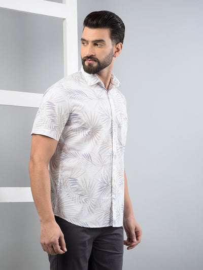 Grey Floral Print 100% Cotton Shirt-Men Shirts-Crimsoune Club
