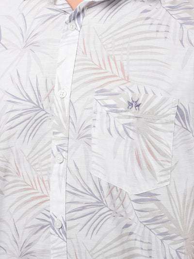 Grey Floral Print 100% Cotton Shirt-Men Shirts-Crimsoune Club