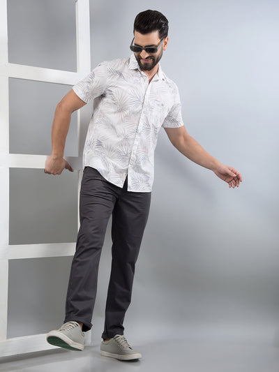 Grey Floral Print 100% Cotton Shirt-Men Shirts-Crimsoune Club