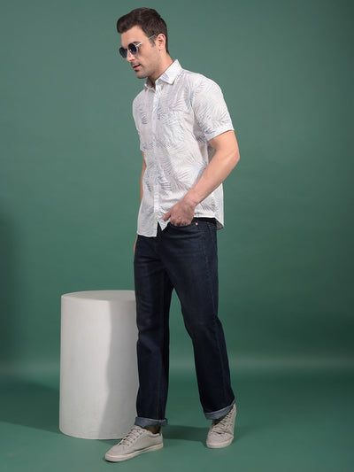 Green Floral Print 100% Cotton Shirt-Men Shirts-Crimsoune Club
