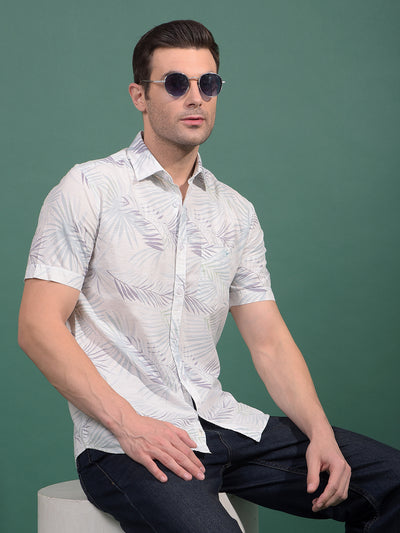 Green Floral Print 100% Cotton Shirt-Men Shirts-Crimsoune Club