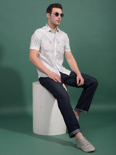 Green Floral Print 100% Cotton Shirt-Men Shirts-Crimsoune Club