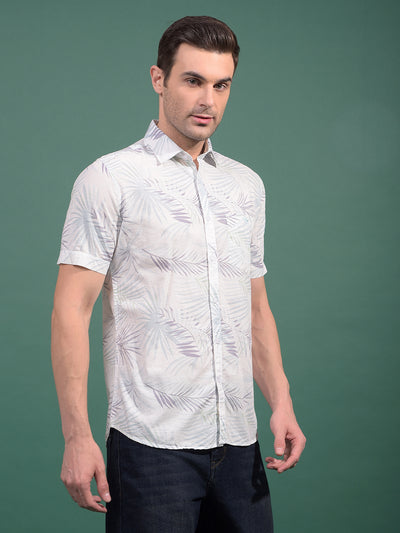 Green Floral Print 100% Cotton Shirt-Men Shirts-Crimsoune Club