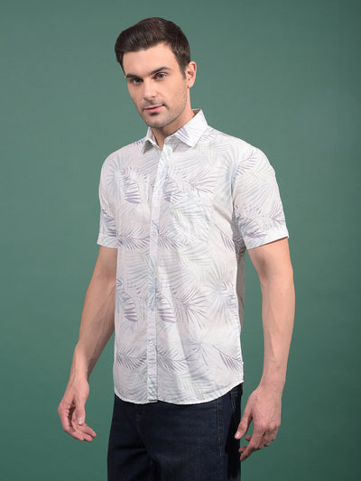 Green Floral Print 100% Cotton Shirt-Men Shirts-Crimsoune Club
