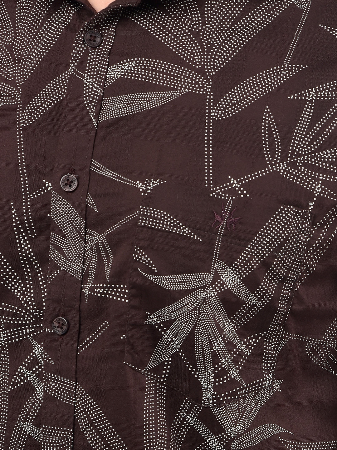 Brown Floral Print 100% Cotton Shirt-Men Shirts-Crimsoune Club