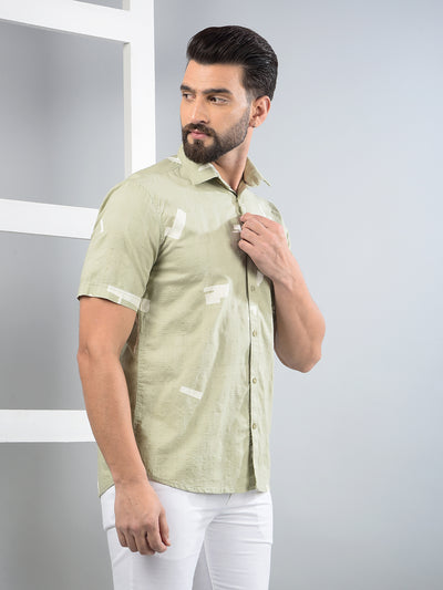 Green Printed 100% Cotton Shirt-Men Shirts-Crimsoune Club