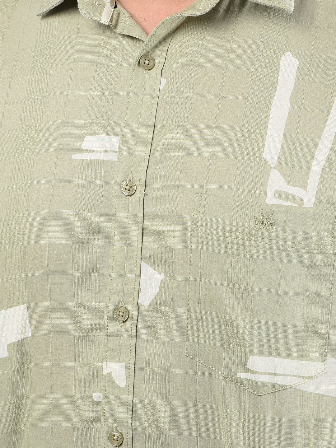 Green Printed 100% Cotton Shirt-Men Shirts-Crimsoune Club