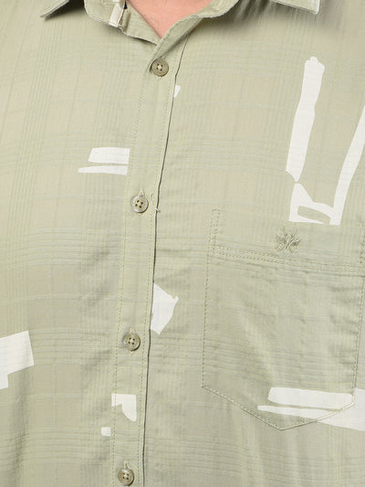 Green Printed 100% Cotton Shirt-Men Shirts-Crimsoune Club