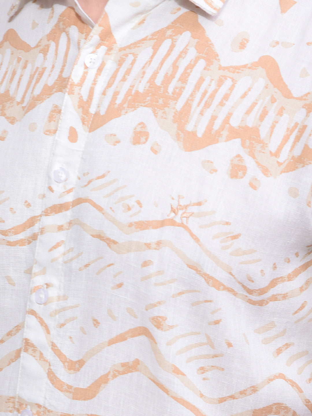 Peach Printed Linen Shirt-Men Shirts-Crimsoune Club