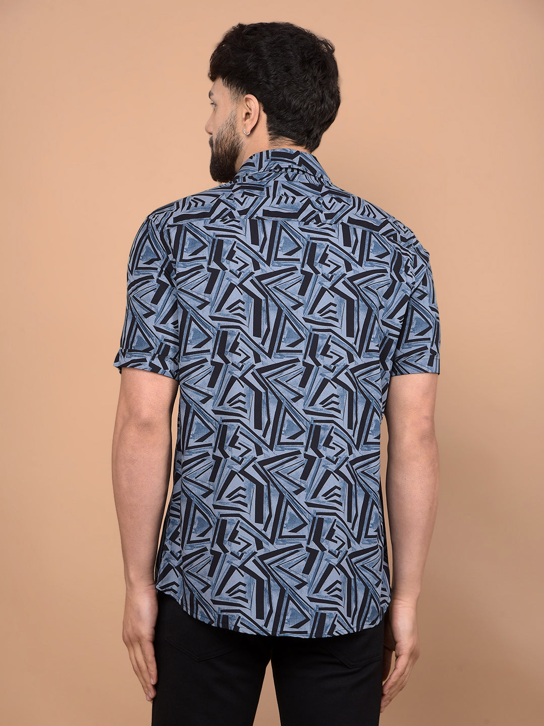 Blue Printed Shirt-Men Shirts-Crimsoune Club