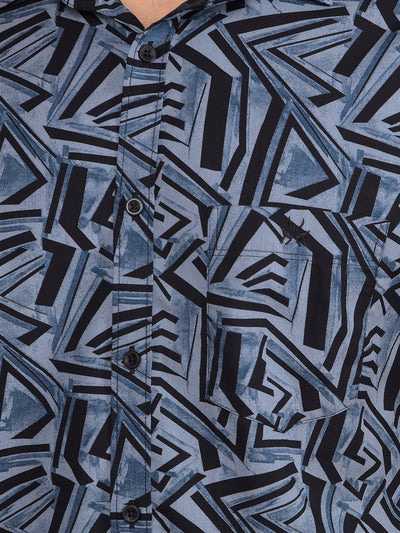 Blue Printed Shirt-Men Shirts-Crimsoune Club