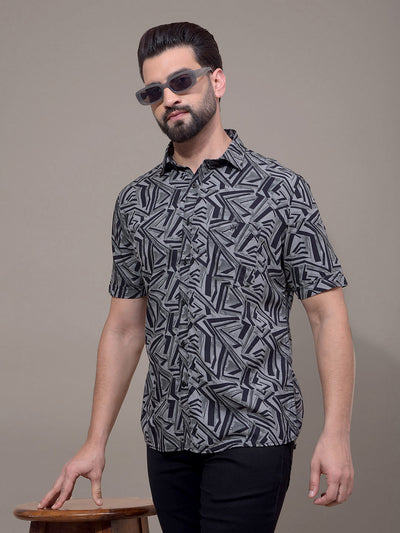Grey Printed Shirt-Men Shirts-Crimsoune Club