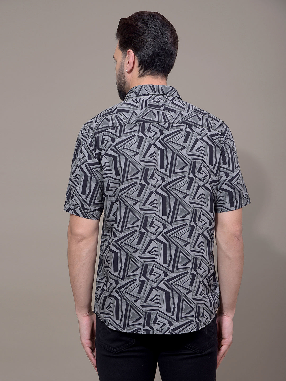 Grey Printed Shirt-Men Shirts-Crimsoune Club