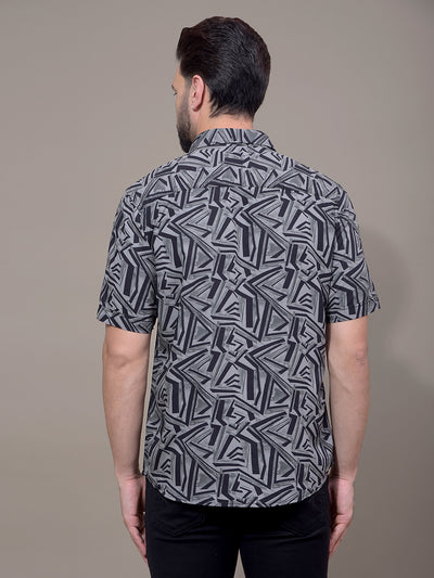 Grey Printed Shirt-Men Shirts-Crimsoune Club