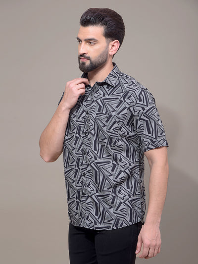Grey Printed Shirt-Men Shirts-Crimsoune Club