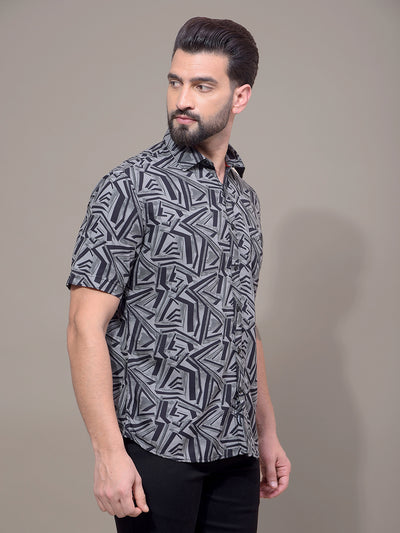 Grey Printed Shirt-Men Shirts-Crimsoune Club