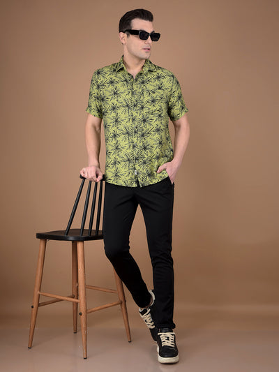 Green Floral Print Shirt-Men Shirts-Crimsoune Club