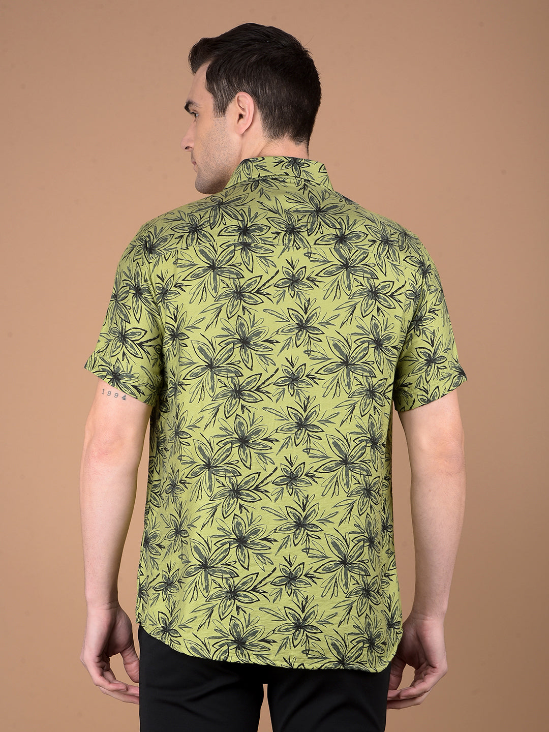 Green Floral Print Shirt-Men Shirts-Crimsoune Club