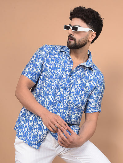Blue Printed Shirt-Men Shirts-Crimsoune Club
