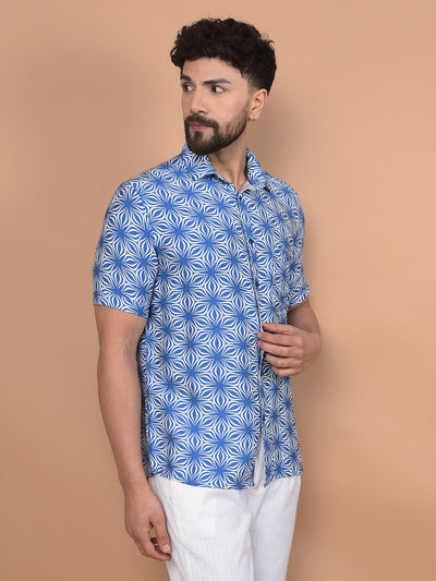 Blue Printed Shirt-Men Shirts-Crimsoune Club
