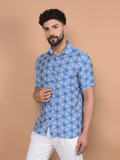 Blue Printed Shirt-Men Shirts-Crimsoune Club