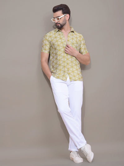 Olive Printed Shirt-Men Shirts-Crimsoune Club