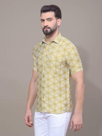 Olive Printed Shirt-Men Shirts-Crimsoune Club