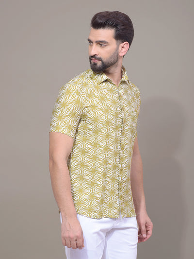 Olive Printed Shirt-Men Shirts-Crimsoune Club