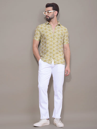 Olive Printed Shirt-Men Shirts-Crimsoune Club