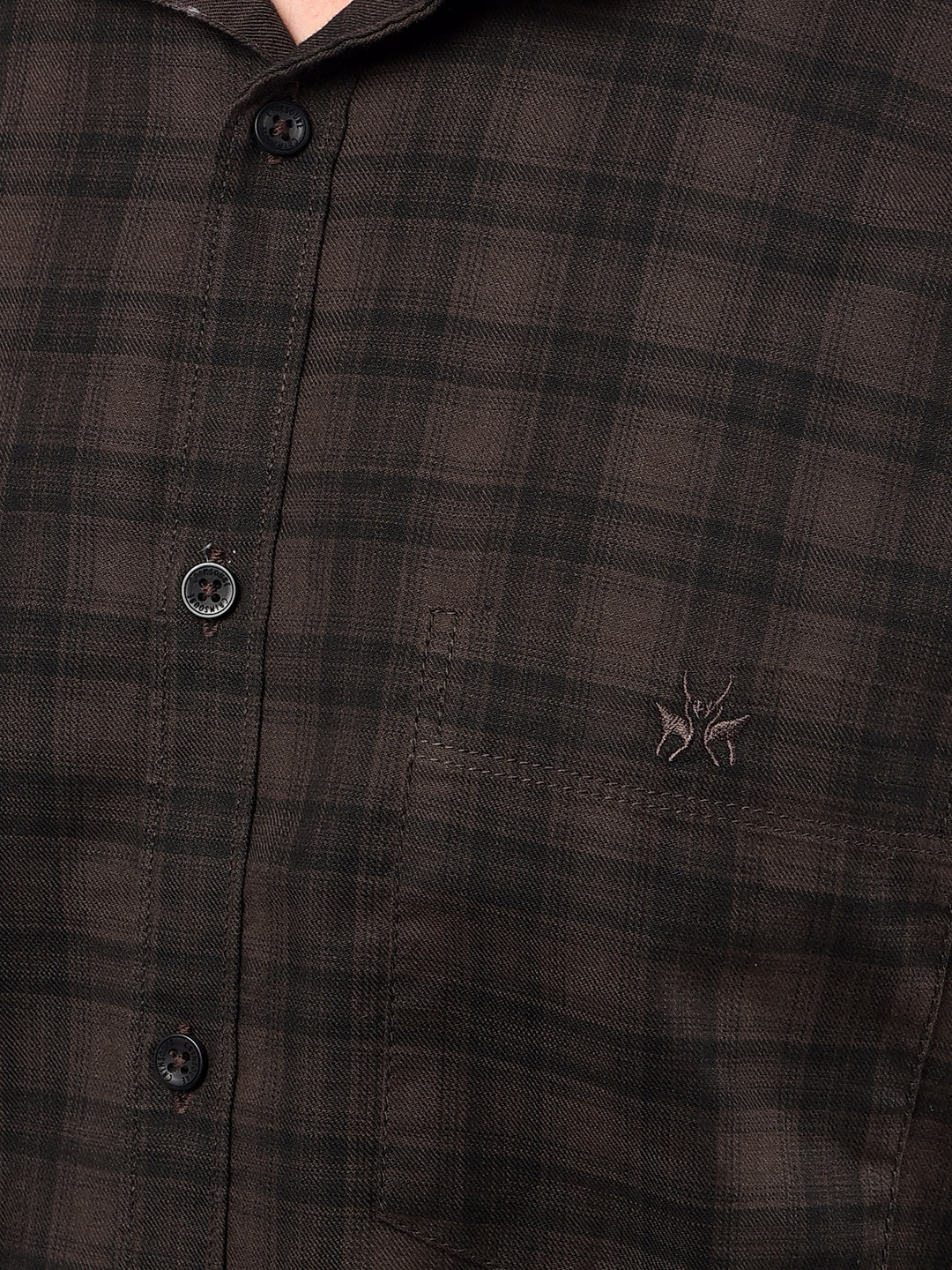 Brown Checked 100% Cotton Shirt-Men Shirts-Crimsoune Club