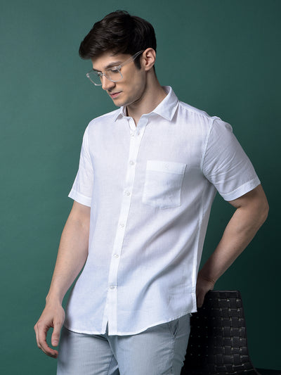 White Linen Shirt-Men Shirts-Crimsoune Club
